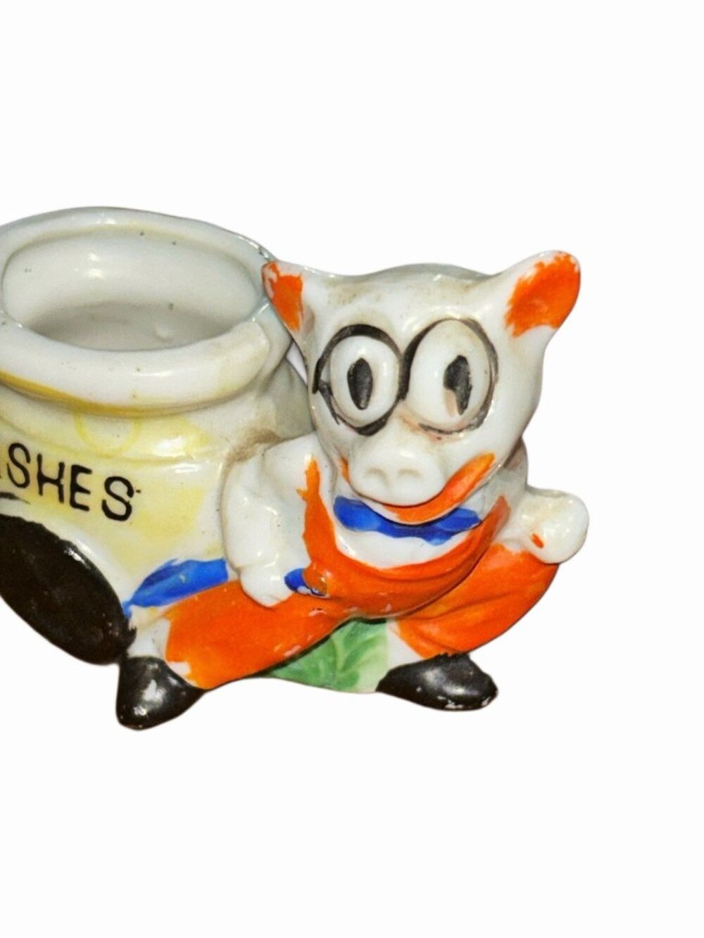 1930's Anthropomorphie Pig Pulling Cart Toothpick Holder Vintage Decor